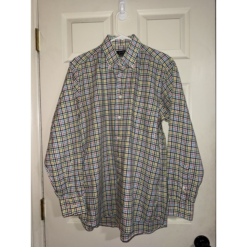 Gitman Bros Shirt‎ Mens M Multi color  Gingham Plaid Button Up Long Sleeve